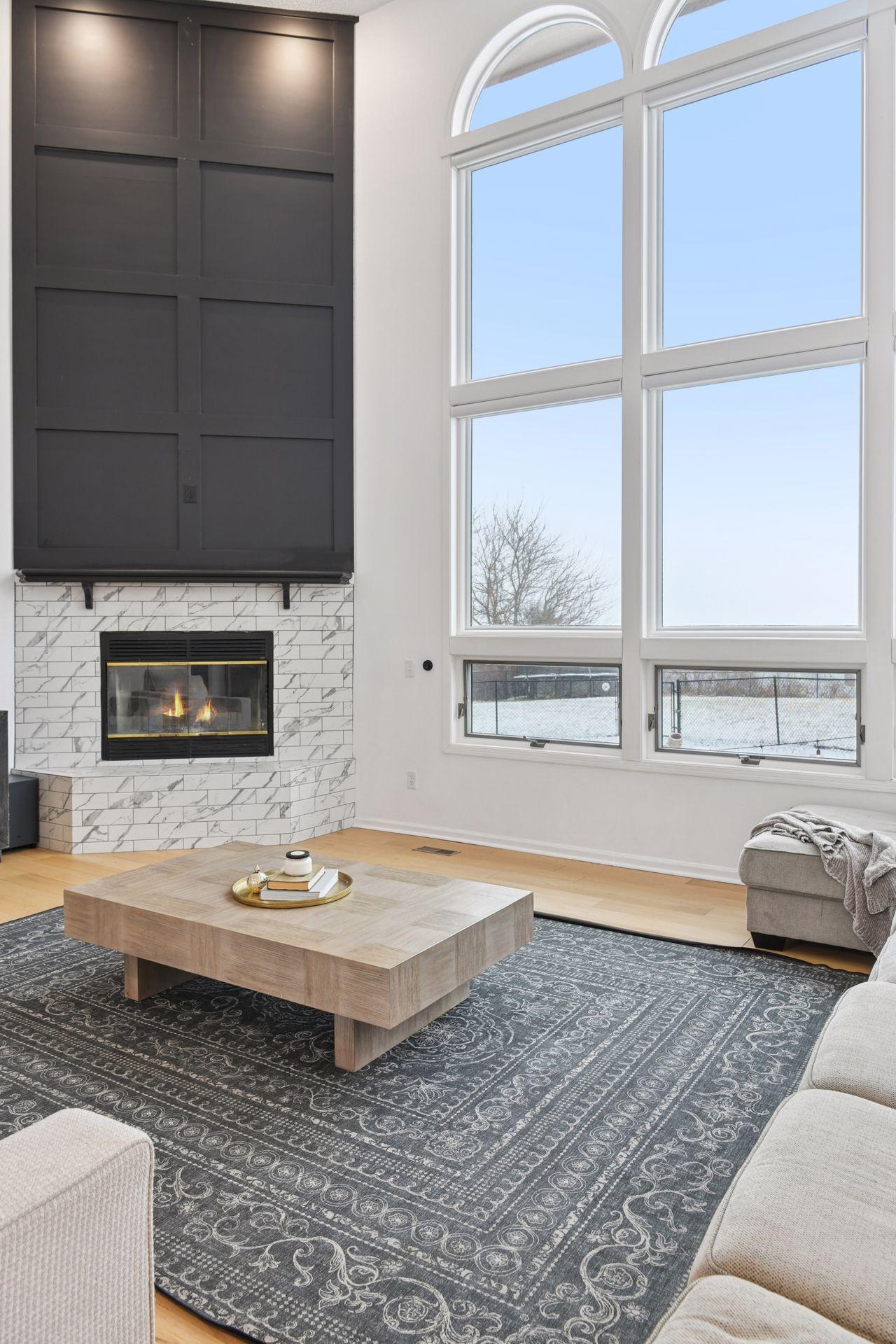 Located throughout the home, each fireplace creates an intimate gathering space within this expansive residence.