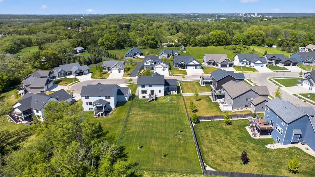 Aerial view of backyard