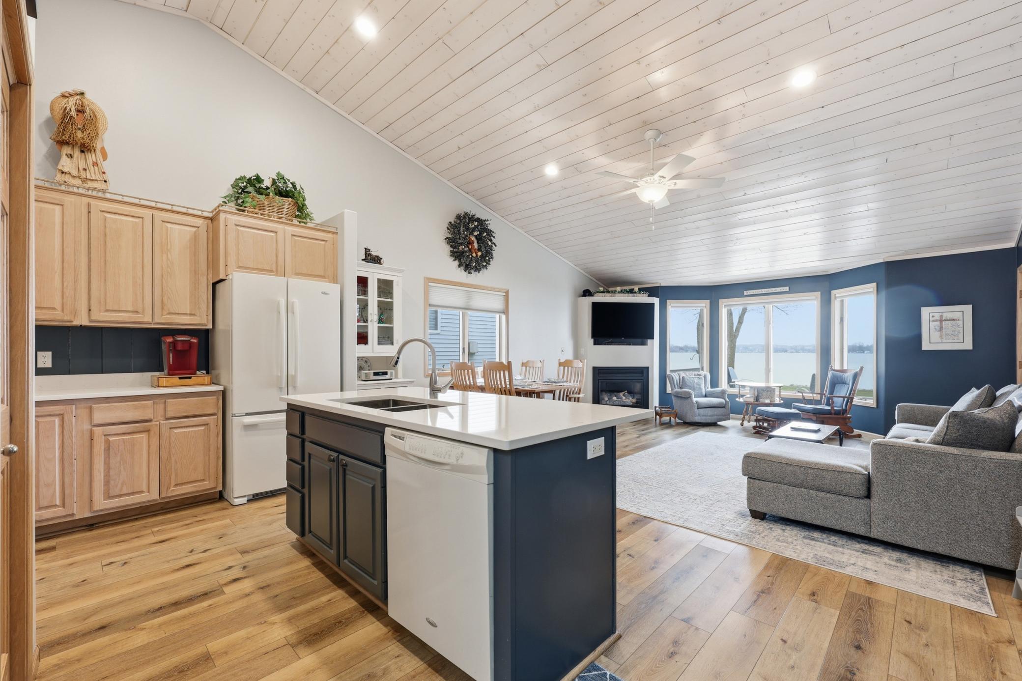 Vaulted shiplap ceiling