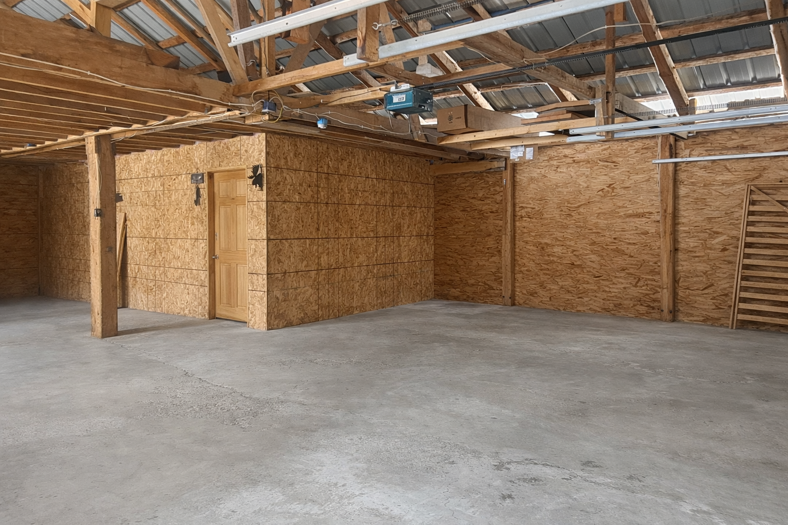 Garage stall and storage room