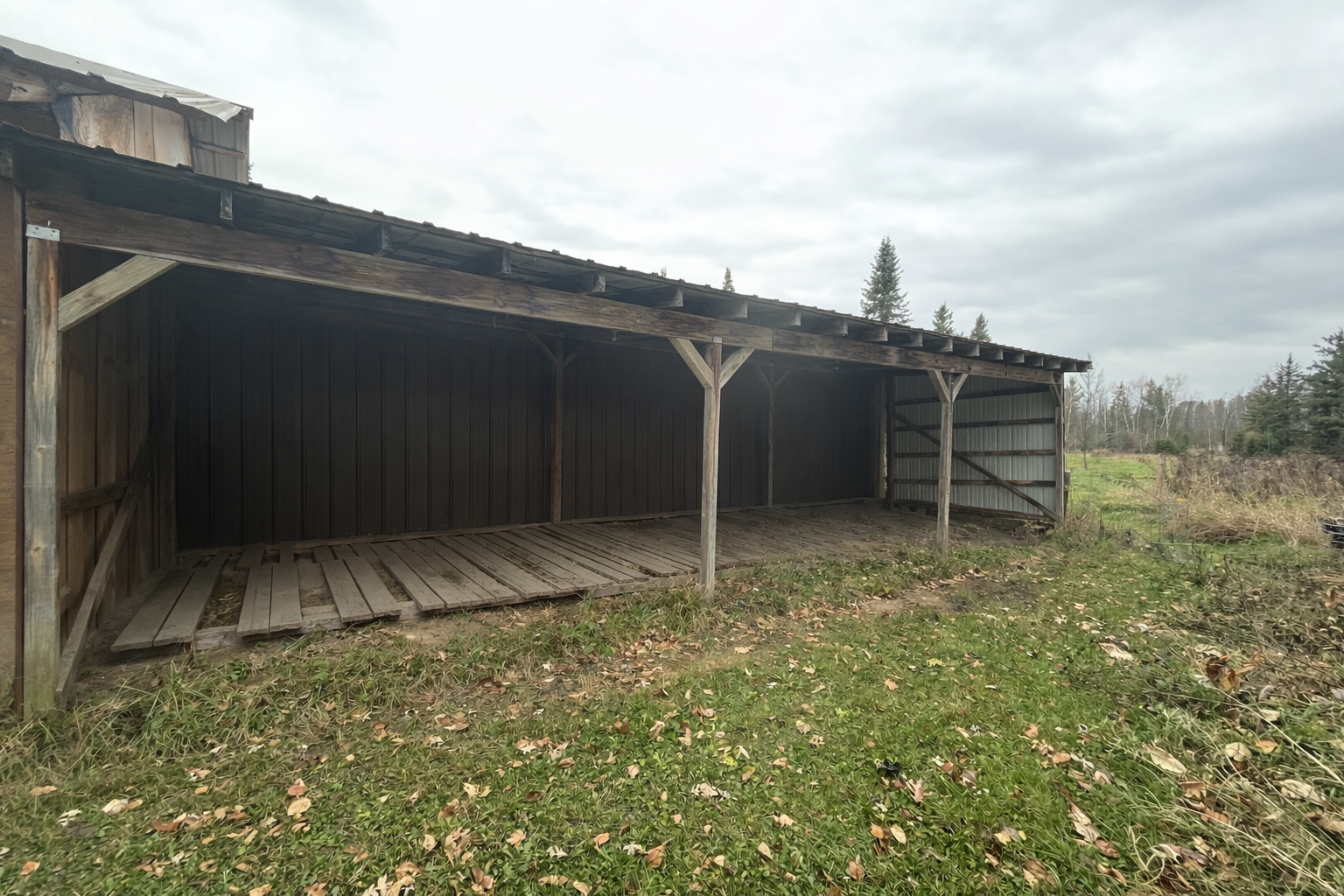 Lean-to on side of garage