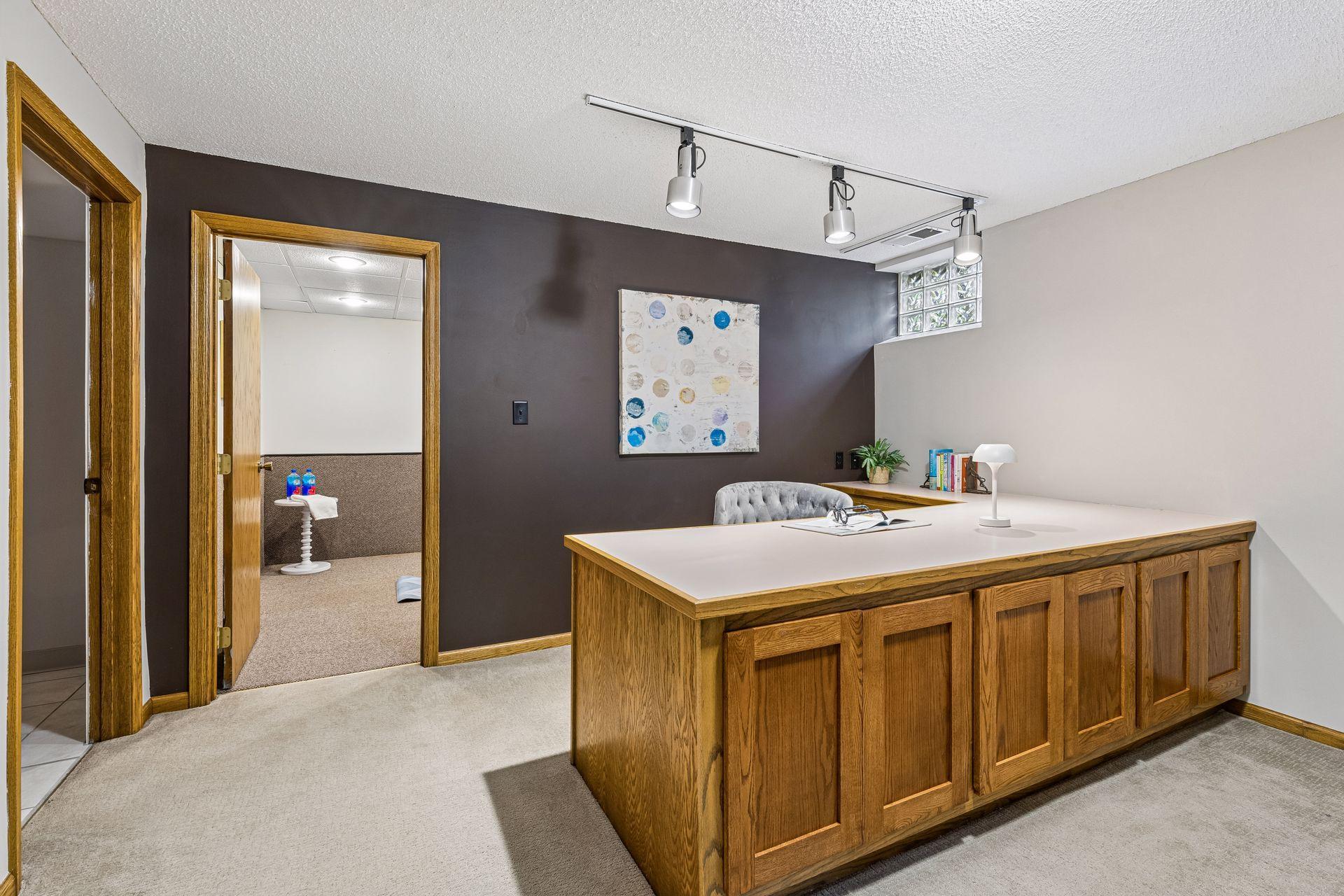 Built-in could be used for a home office or buffet.
