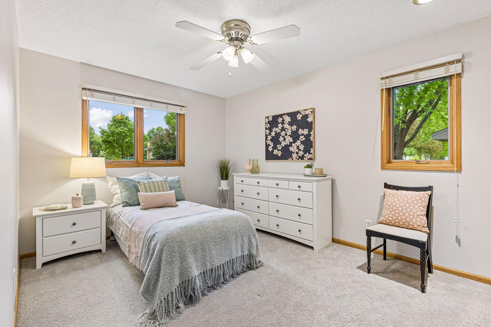 Second of 3 bedrooms on main level is a great size.