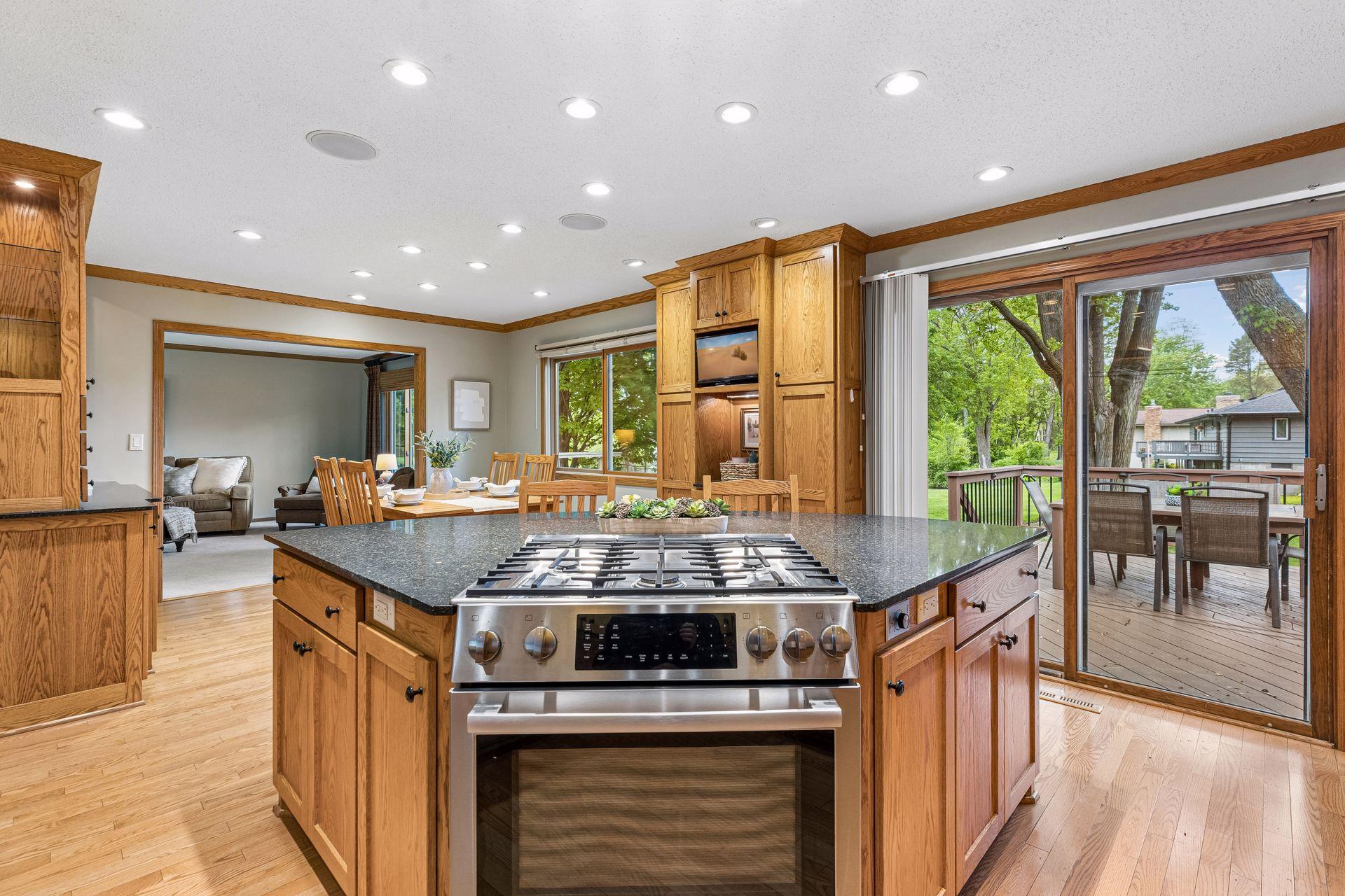 Enjoy a view of the pond while using your new range and chatting with counter stool dwellers.