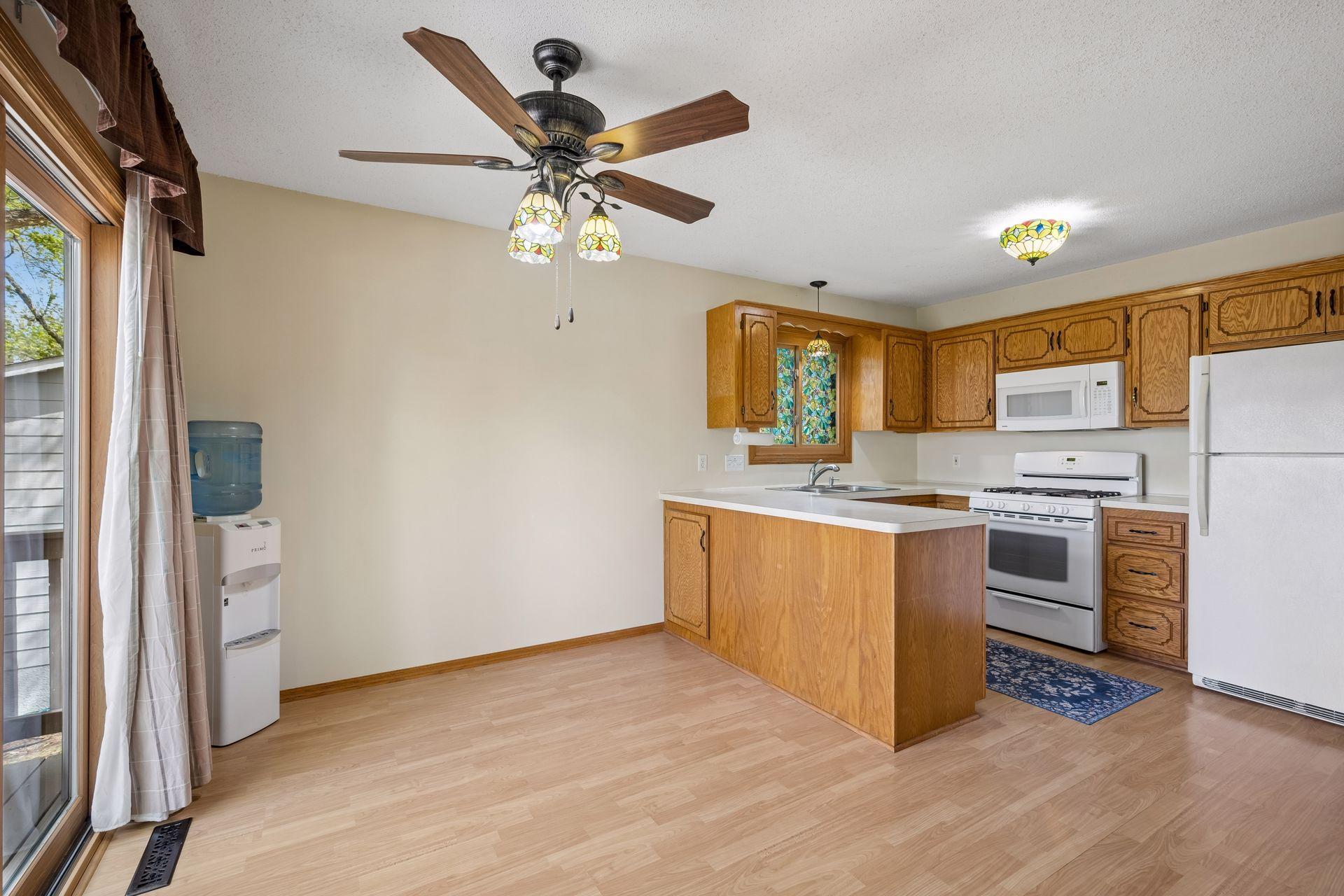 Dining room and kitchen area