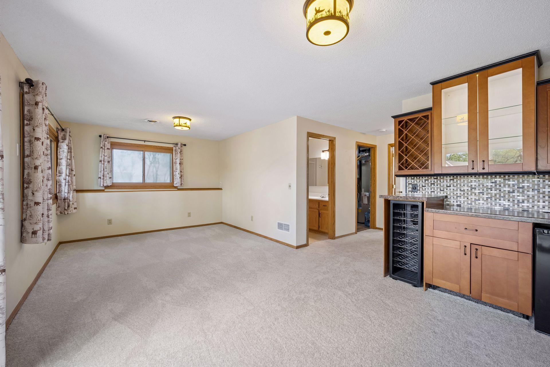 Lower level bar area and family room
