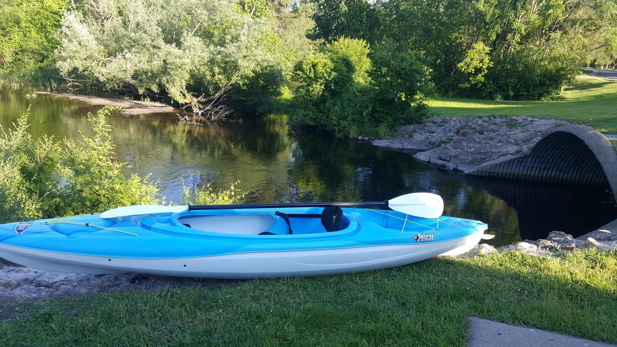 Ready to launch the kayak directly behind the backyard for a relaxing paddle