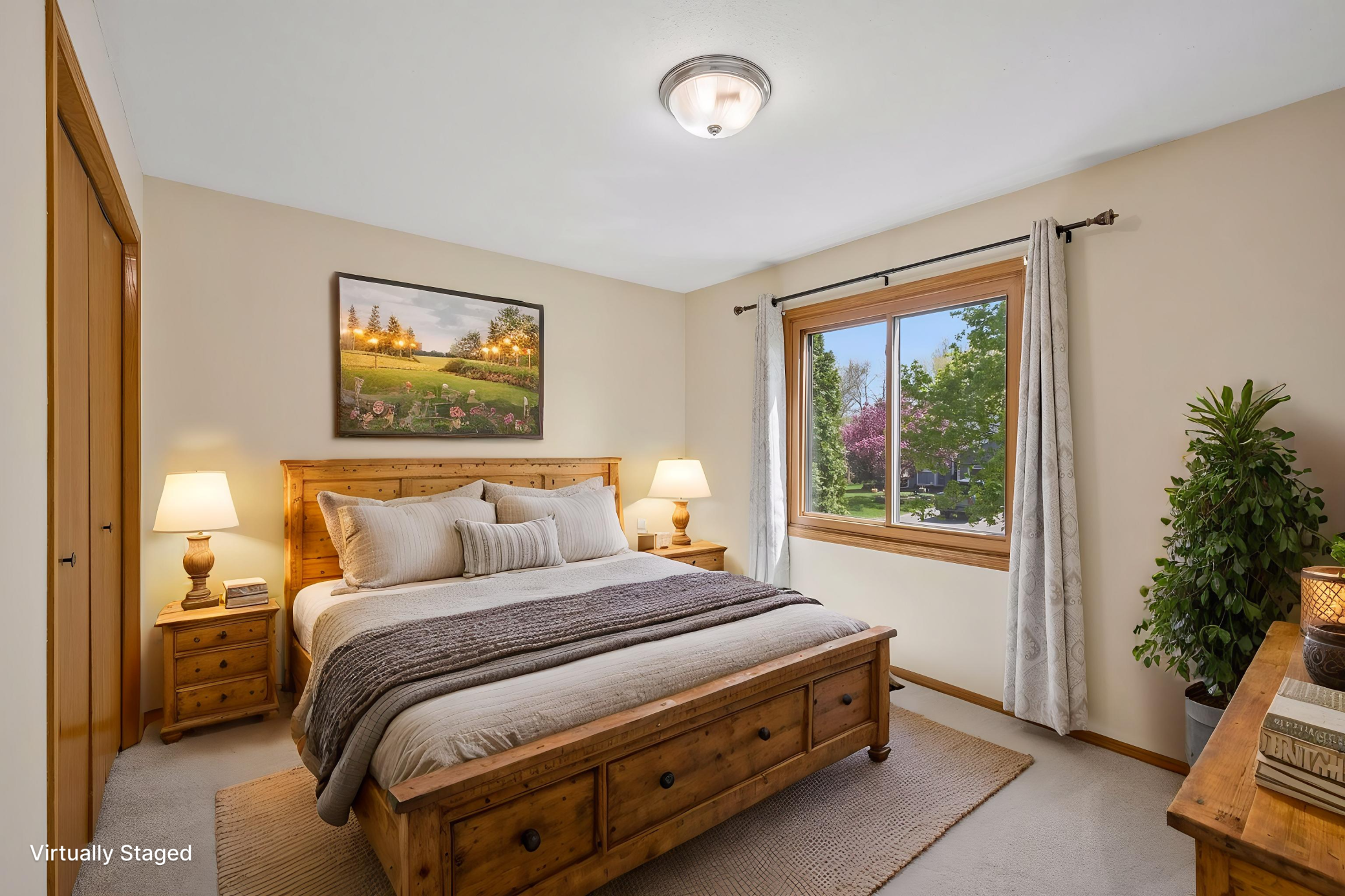 Upper bedroom on left virtually staged