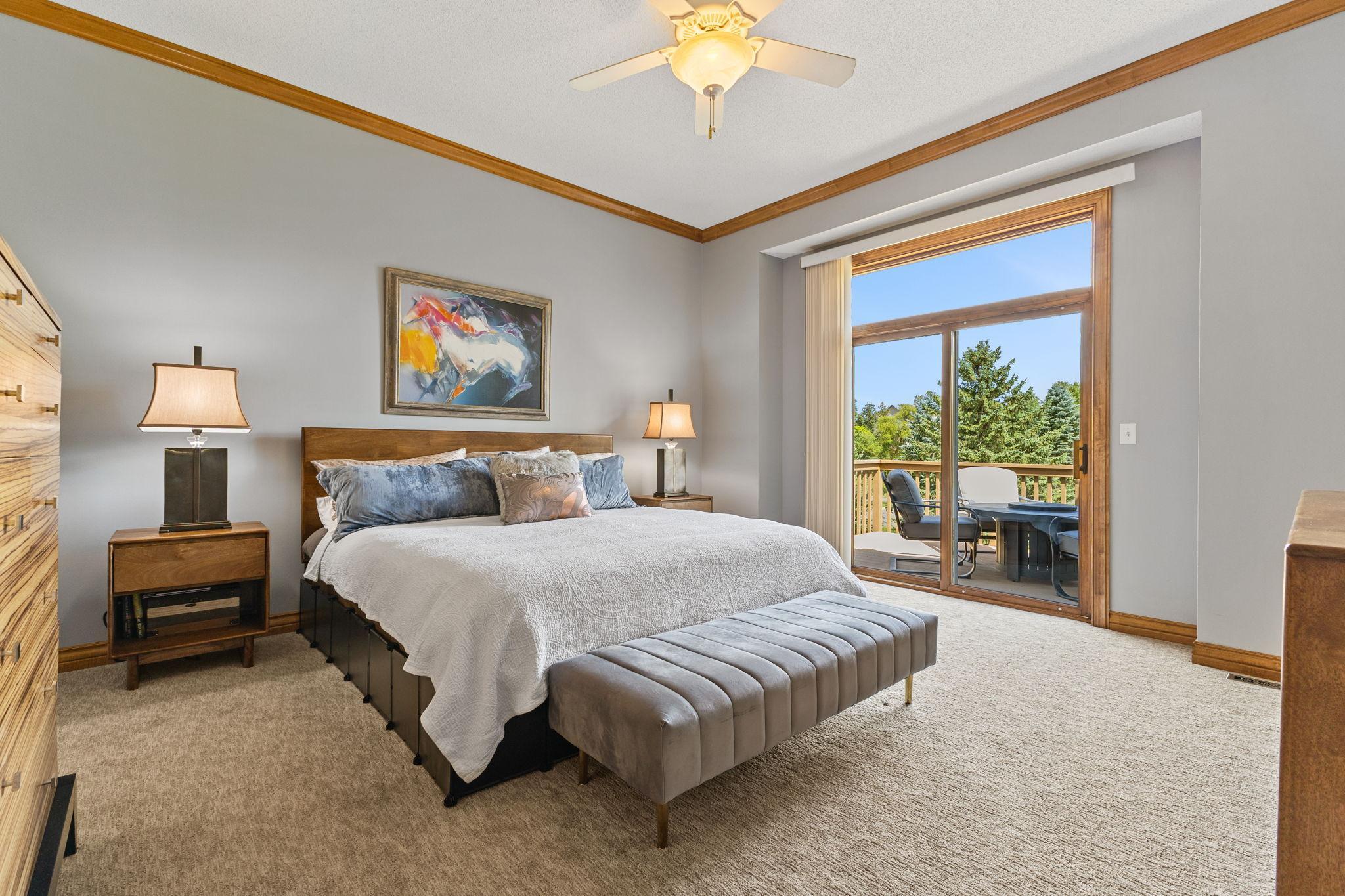 Your private personal main level ensuite with natural sunlight filling the space each day. 10' high ceilings, crown molding & neutral & new carpet (2026) continue the luxury finishes throughout.