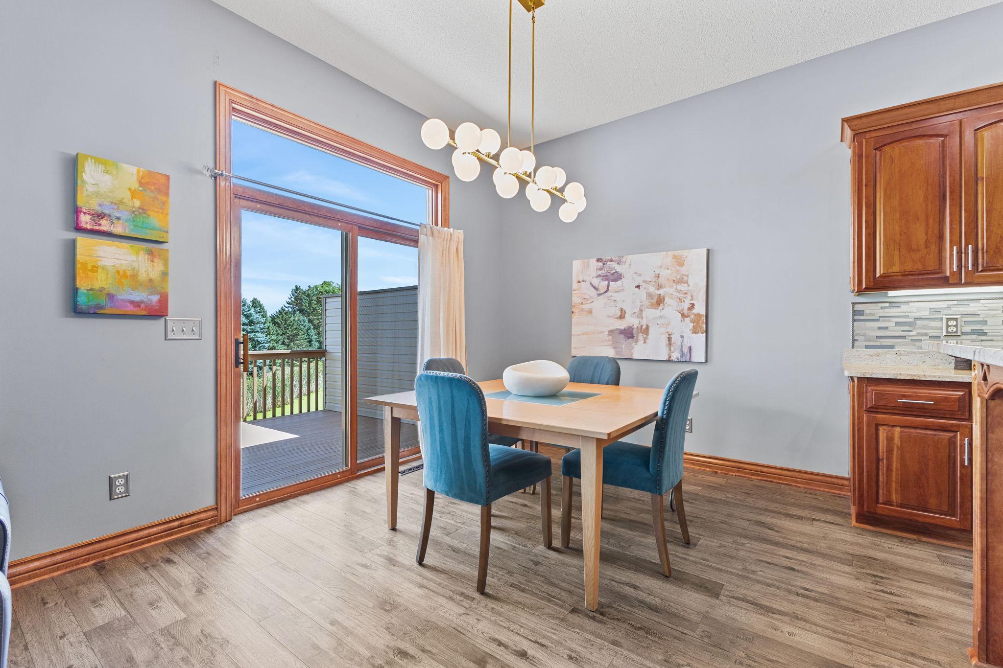 Connect for casual quiet dinners that can also extend out to your personal deck.