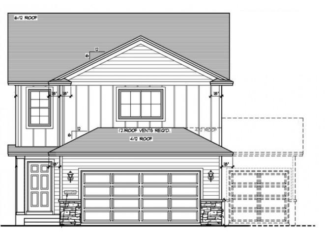 Rendering showcases 3rd Stall garage which is included with this home.