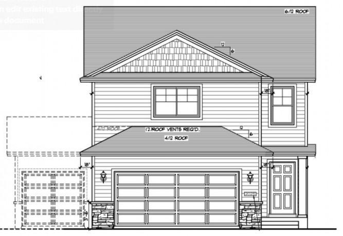 Rendering showcases the 3rd Stall Garage which is included with this home.
