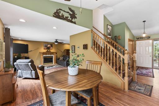 Kitchen flows into the dining room and family room