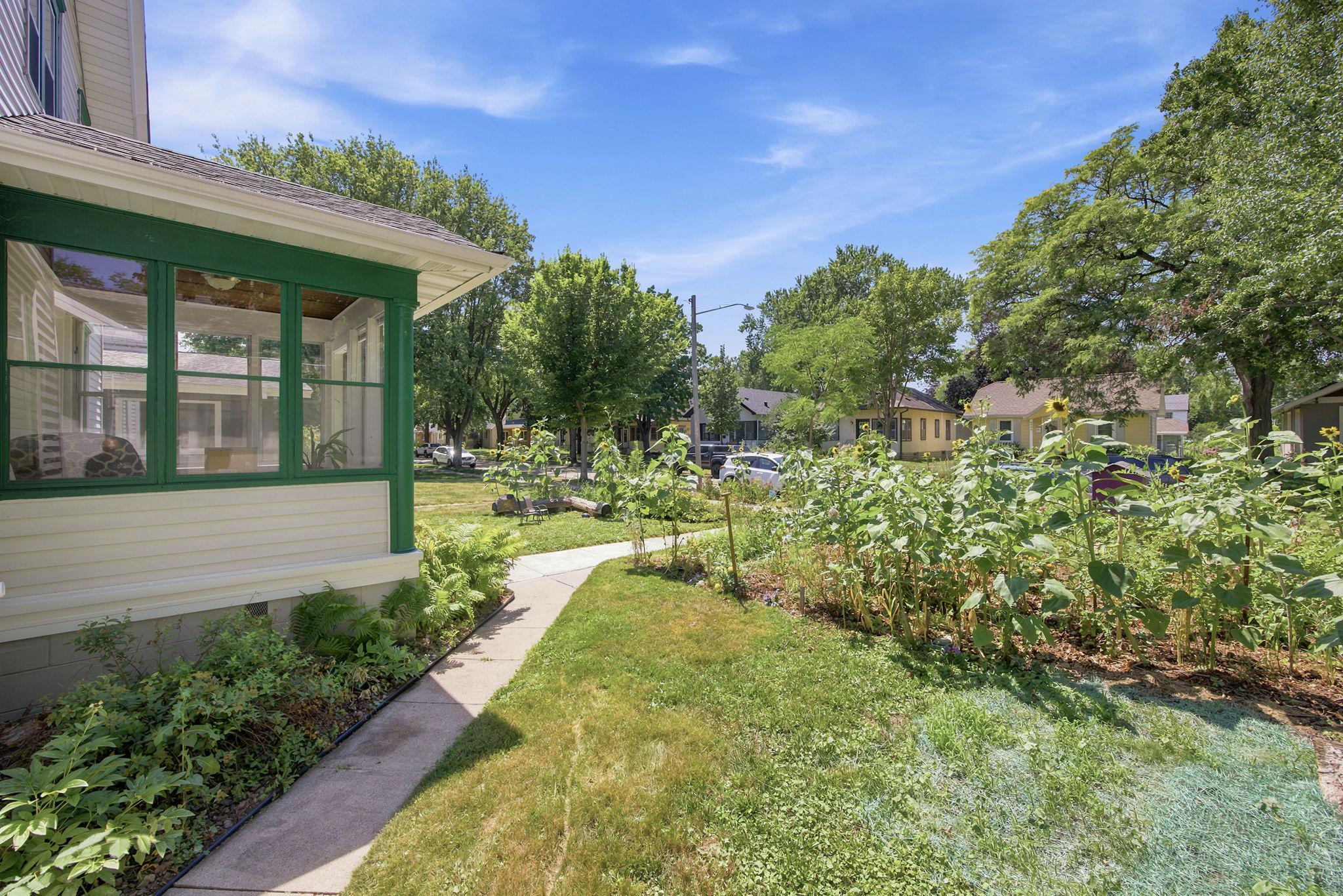 Front Yard with gardens