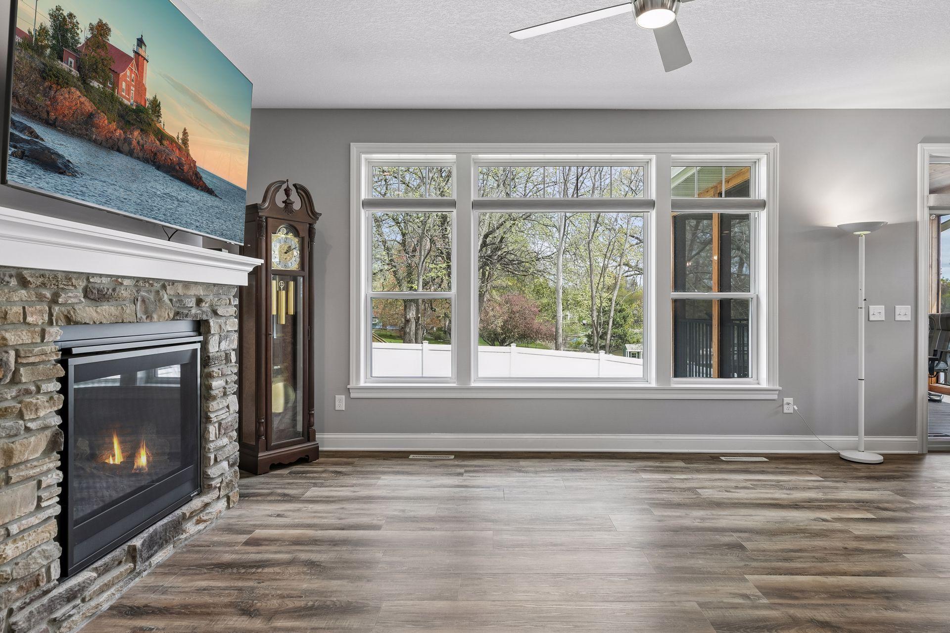 Custom quality roller shades on most of the windows.