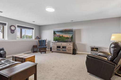 Lower level Family Room - plenty of space to spread out to entertain large groups or cozy up and watch a game.