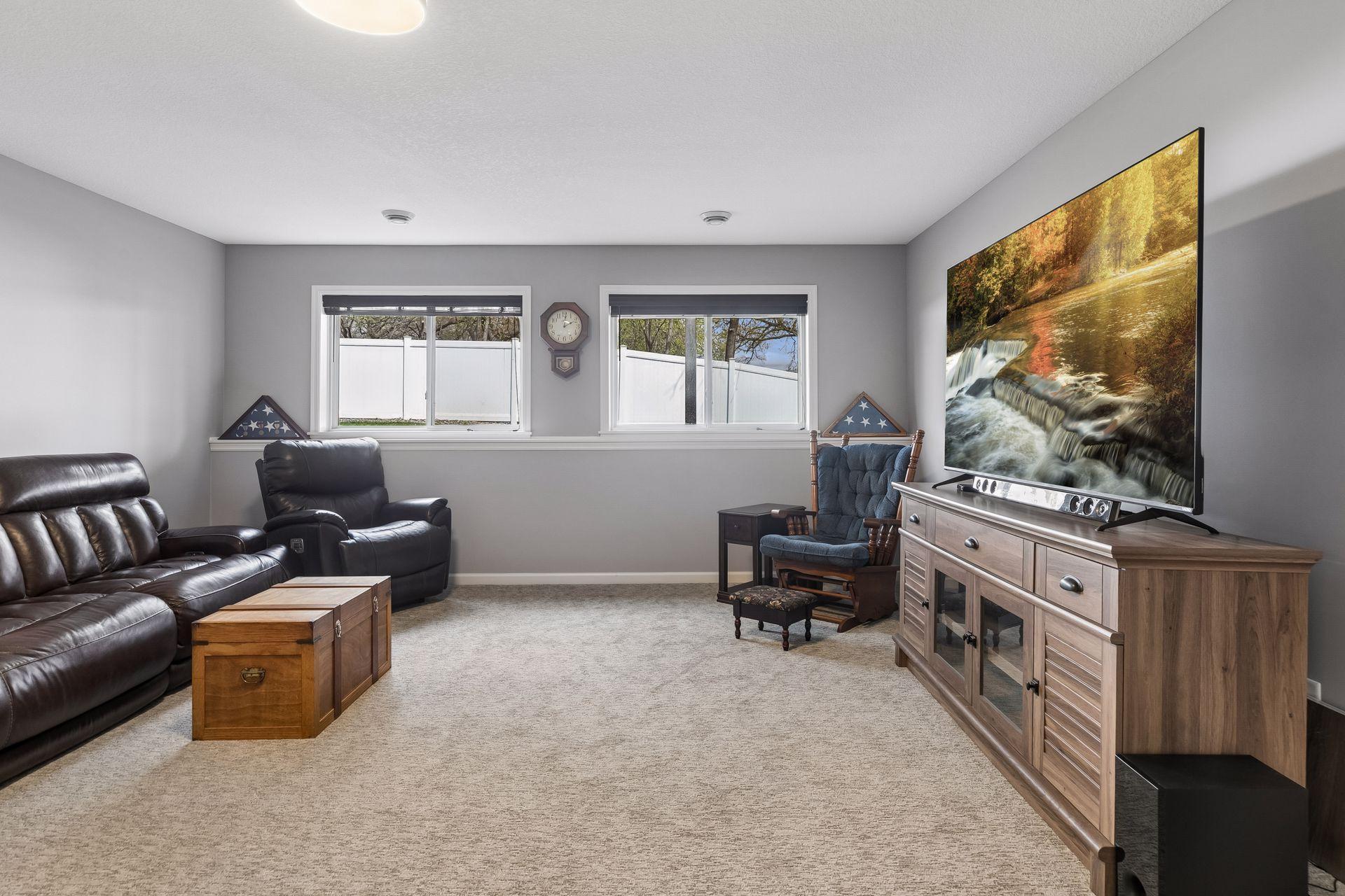Large windows allow for lots of natural light.