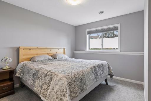 Another lower level bedroom with large walk-in closet.