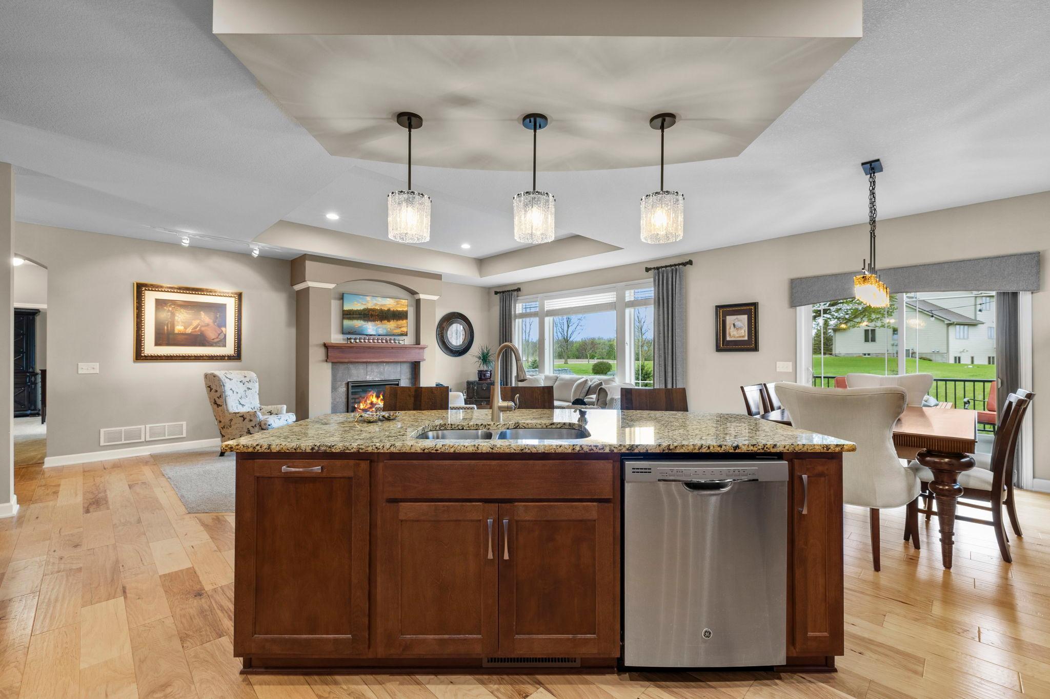 Kitchen island open great room