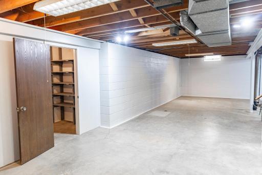 The Basement is open and features 90" ceiling height