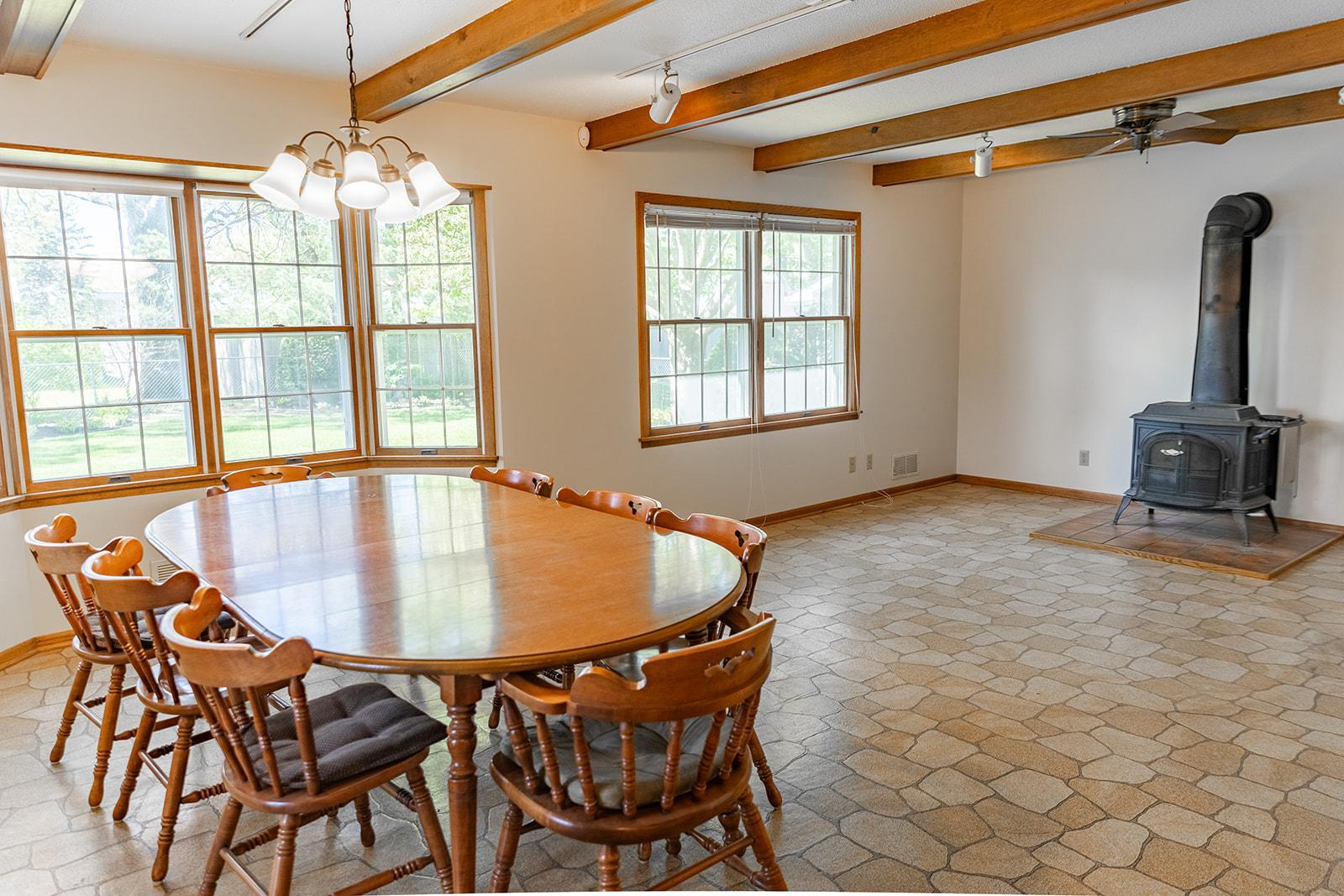 Step into the main-level Informal Dining/Family Room addition from the side entry