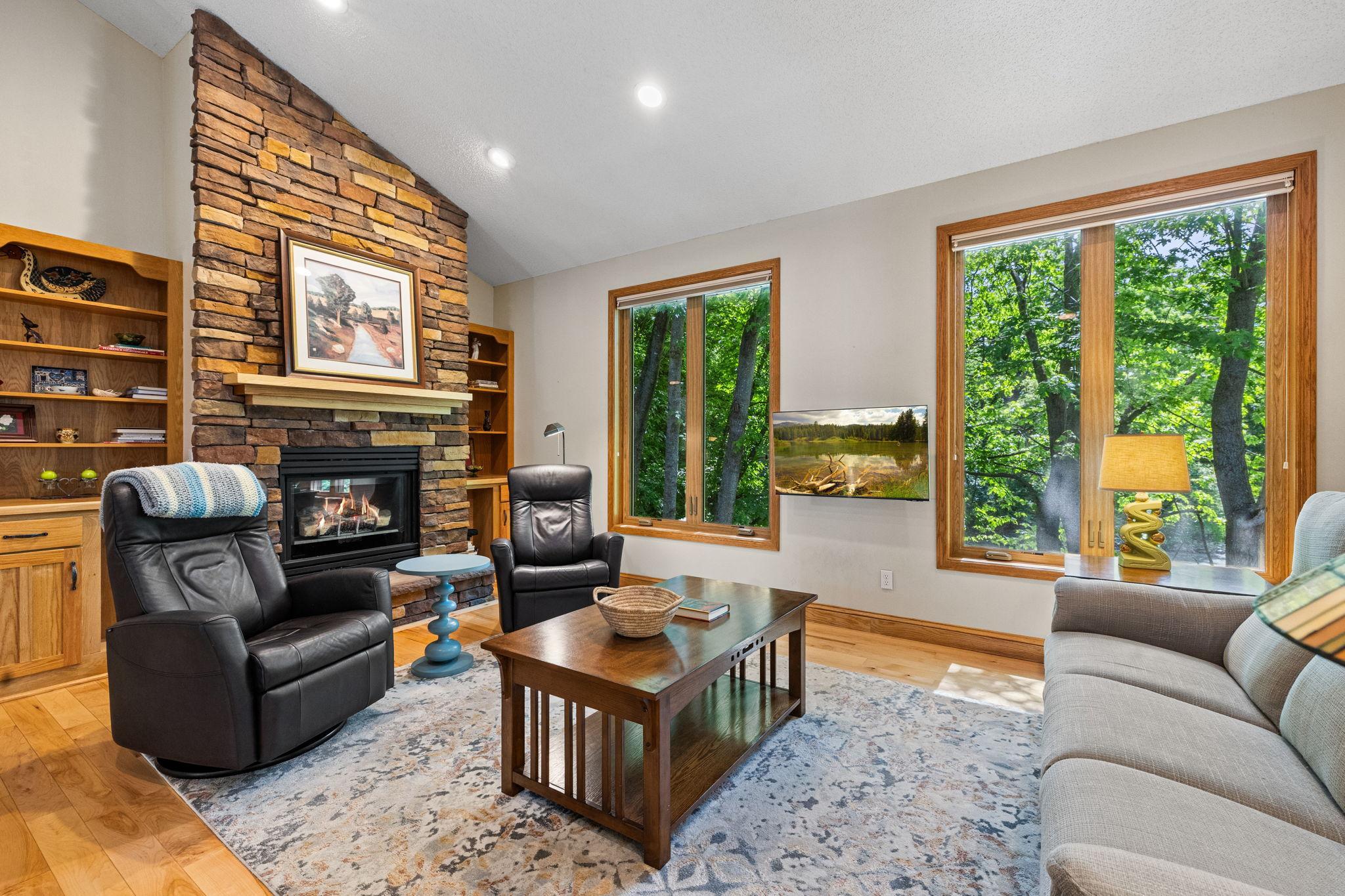 living room with cozy gas firepalce