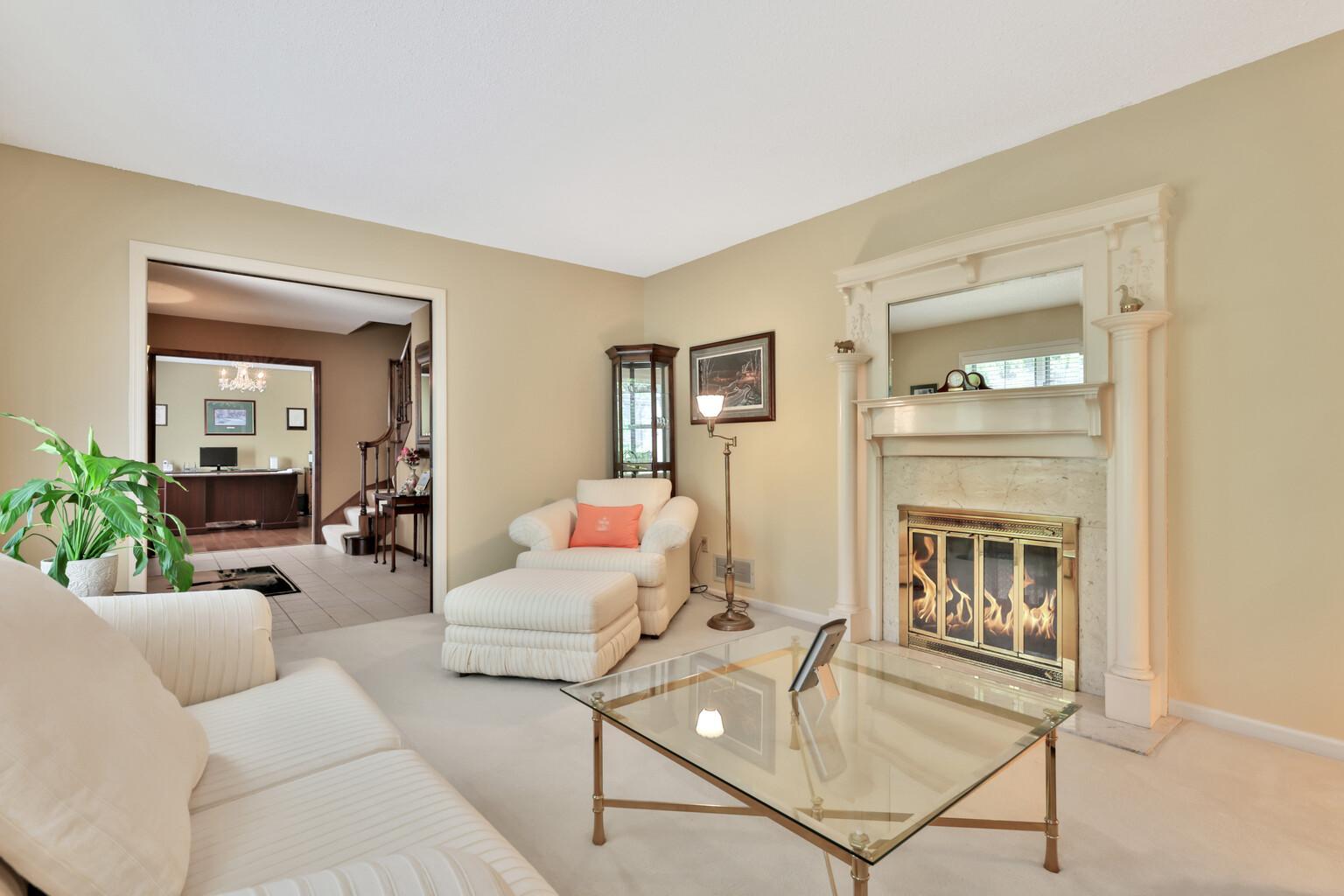 Formal living room with fireplace