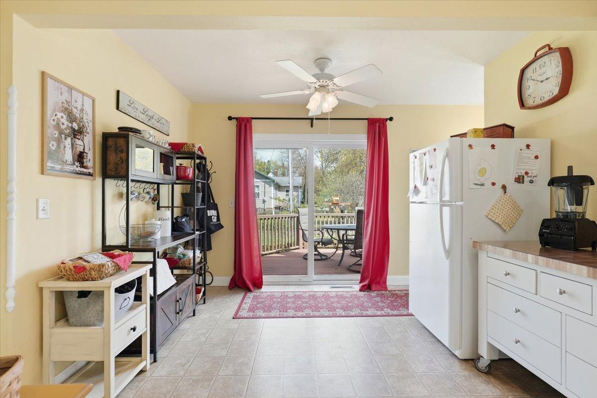 Sliding glass door that leads conveniently leads to the deck