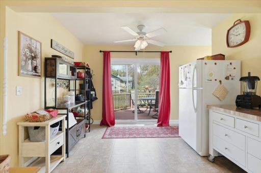 Sliding glass door that leads conveniently leads to the deck