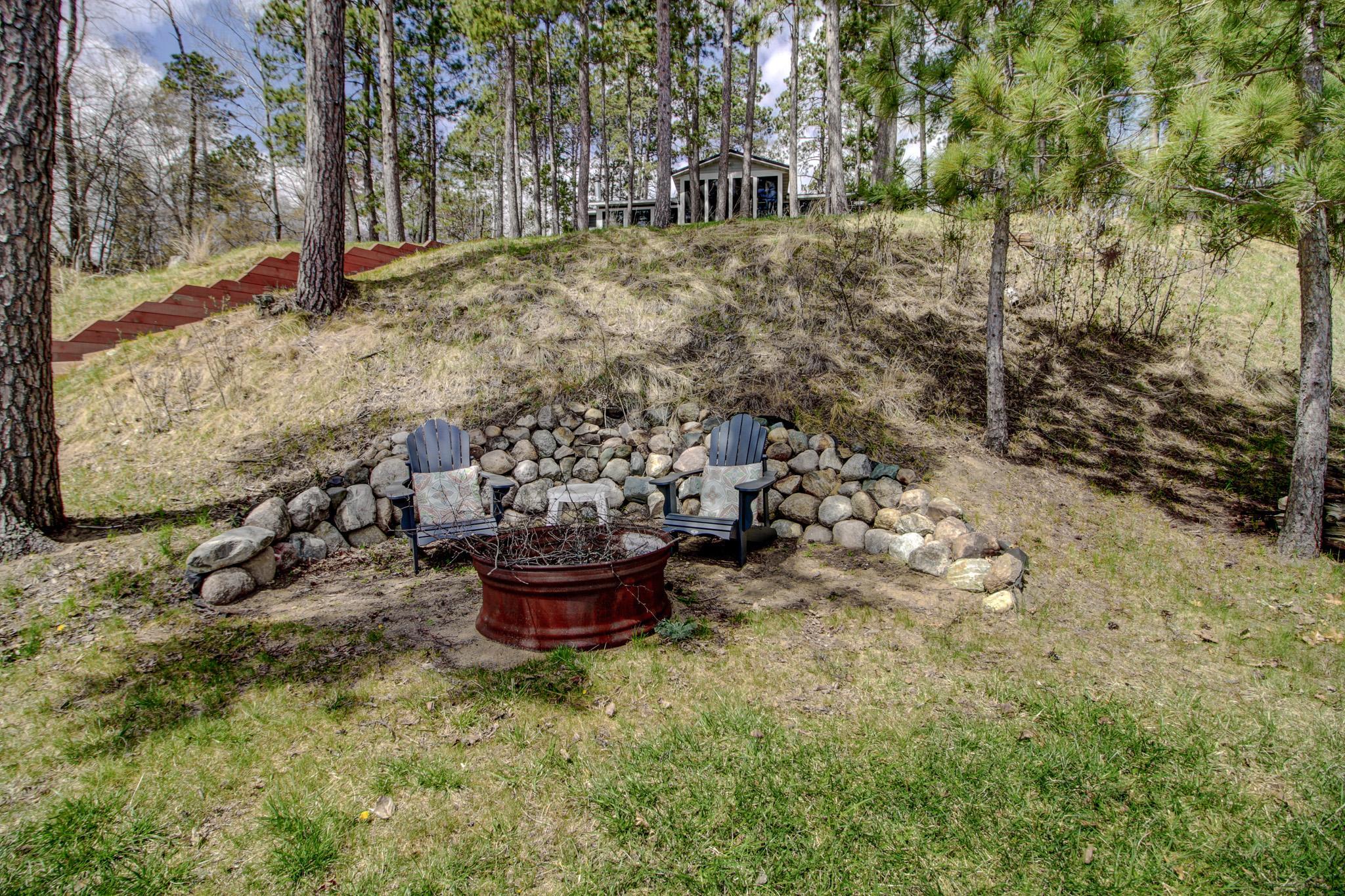 Fire pit by the lake