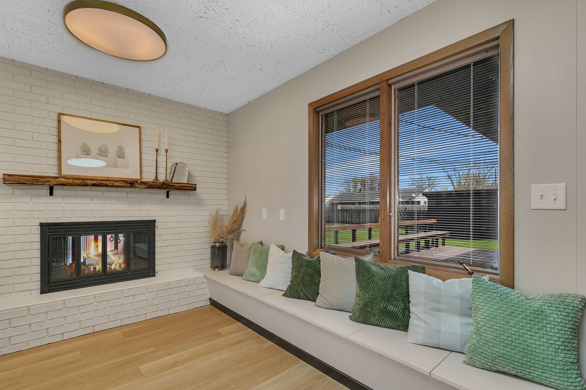 Built-in window bench adds charm and character to the home.