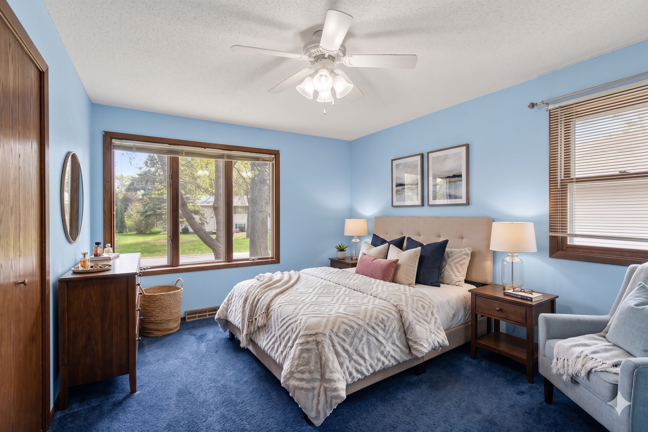 Main level: bedroom 1 (virtually staged)