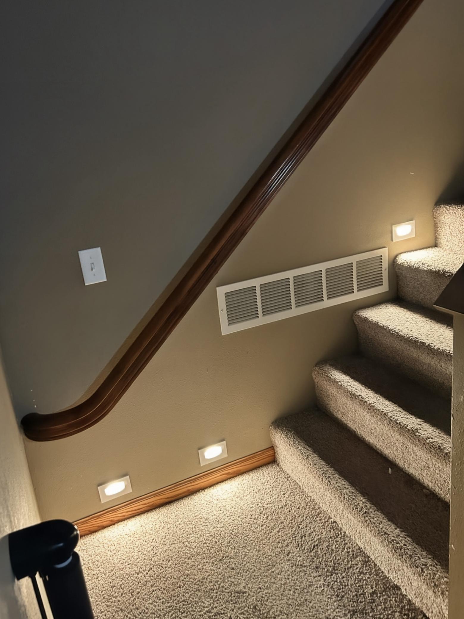 Great lighting on the stairs to lower level