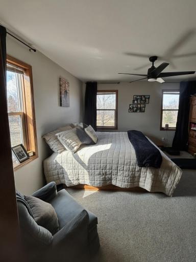 Primary bedroom suite, with walk in closet, jetted tub, separate shower, great views, lots of space
