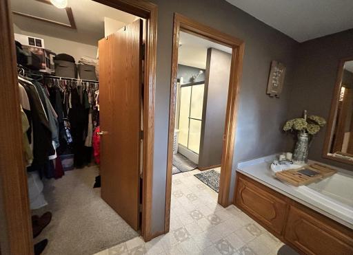 Primary bedroom suite, with walk in closet, jetted tub, separate shower, great views, lots of space