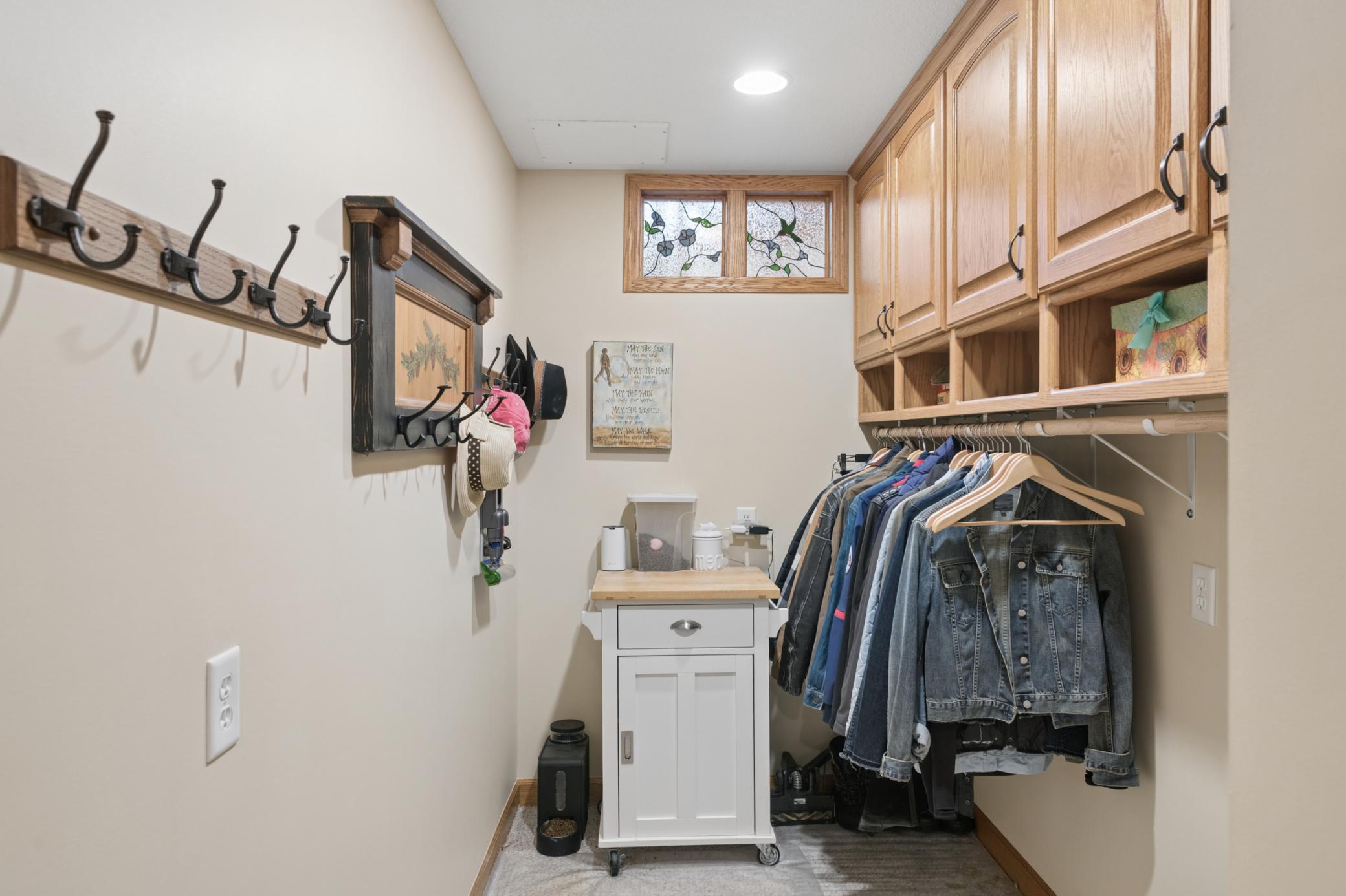 Additional space on the main level for storage.