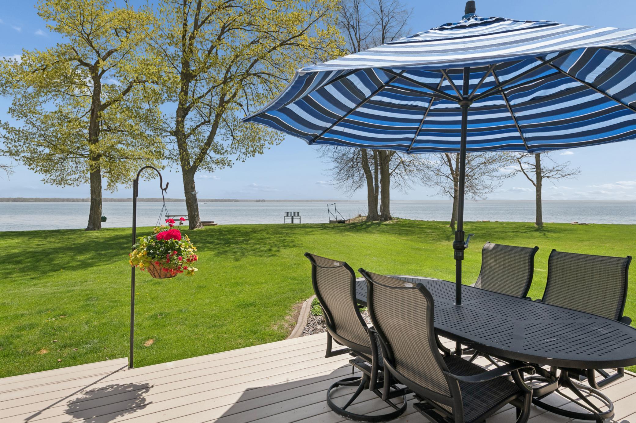 The view on the deck - overlooking the lot and the lake!