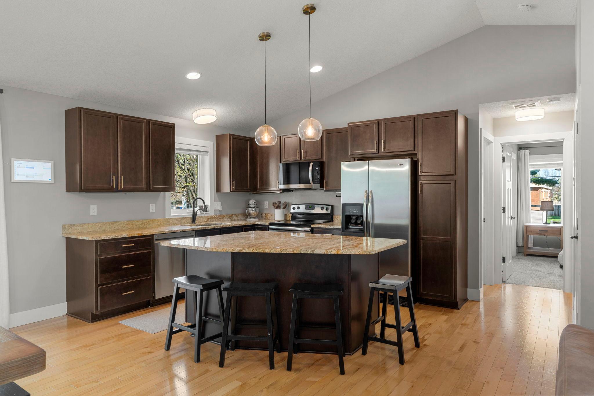 Spacious kitchen with granite counters