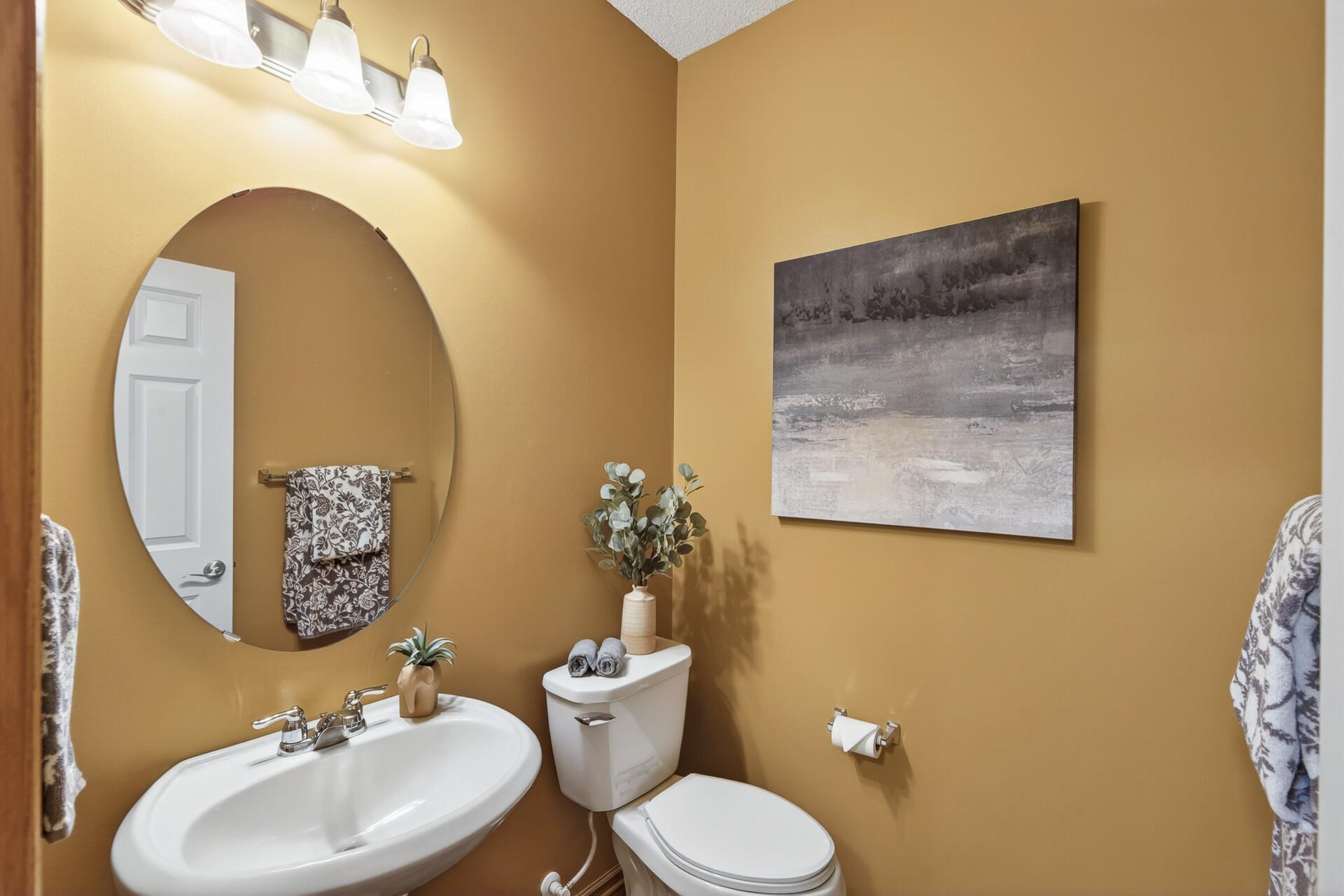 powder bath on main level located by garage entry