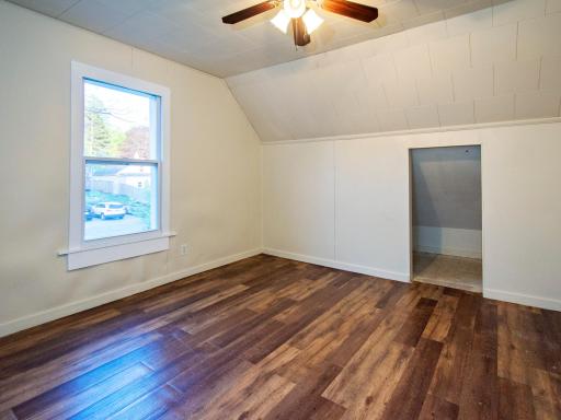 The third, largest, bedroom, looks onto the back yard.