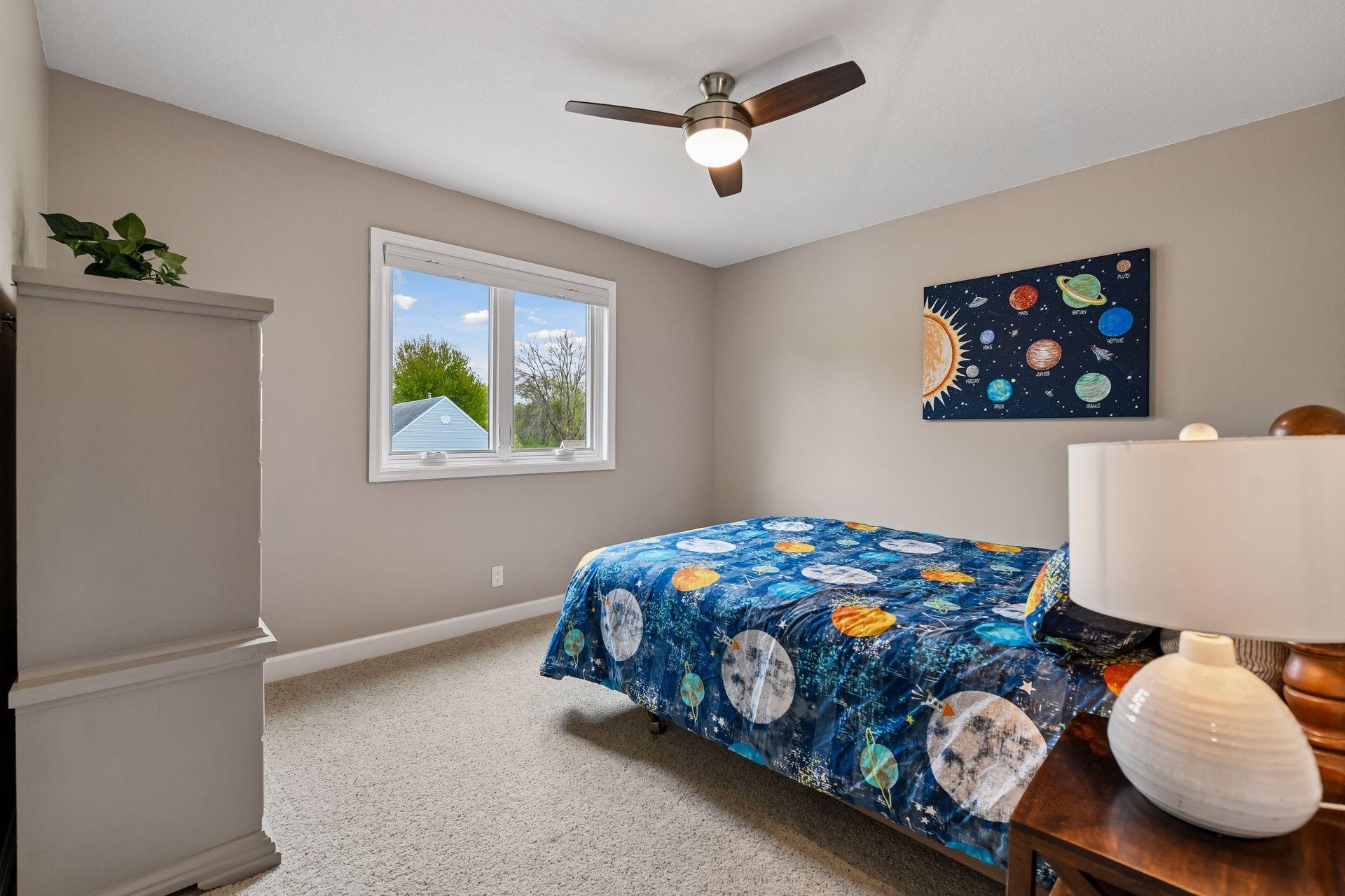 The additional three bedrooms offer neutral décor and thoughtful features, including a walk-in closet and dual closets.
