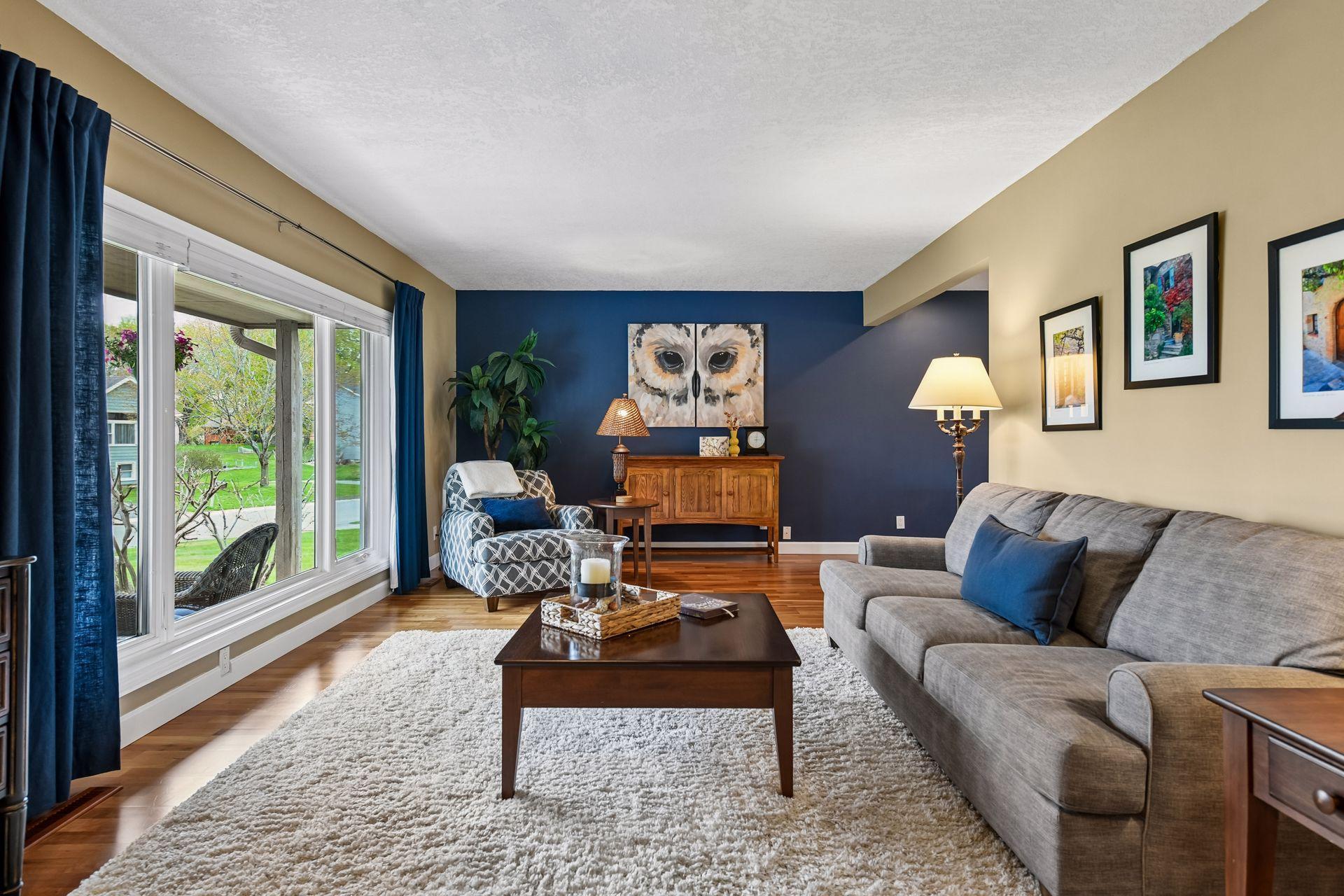 Newer top-down, bottom-up window treatments throughout the home.