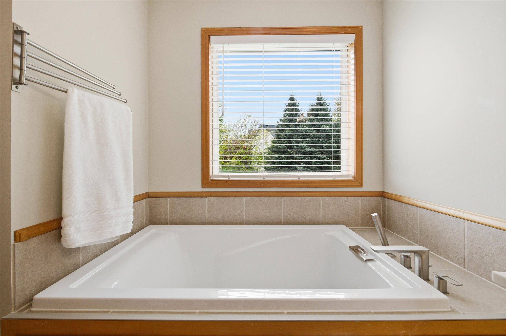 New soaking tub in the primary suite