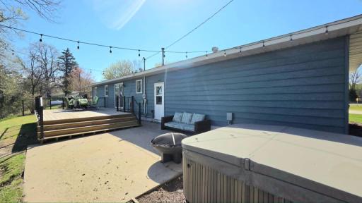 Patio lights strung for the perfect lake home vibes