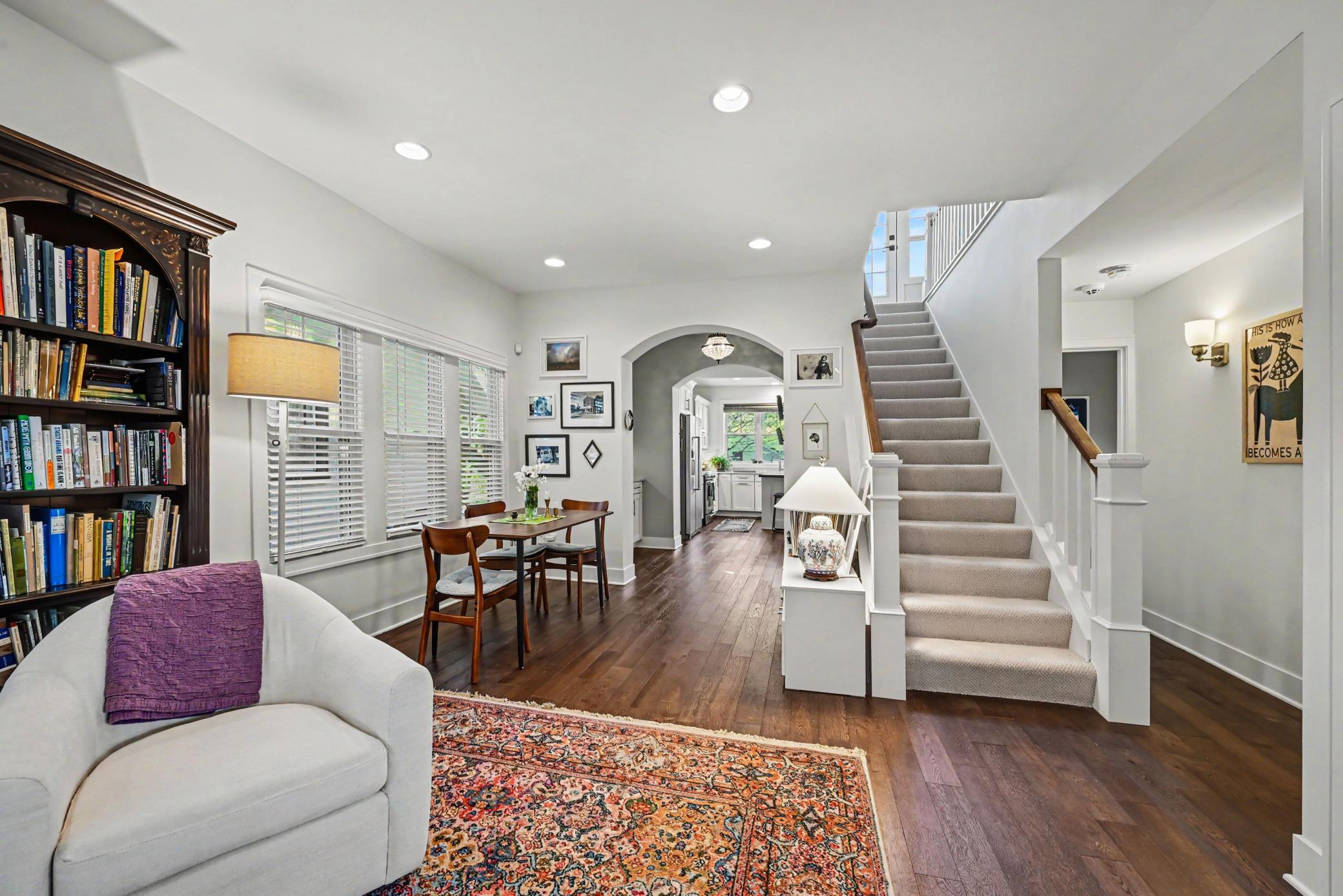 Living room into dining area