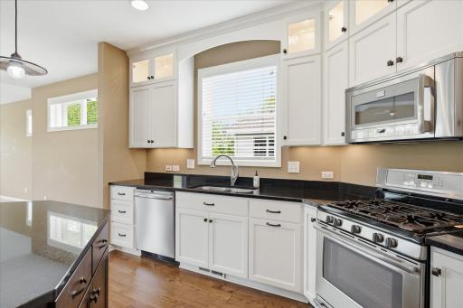 Nice window over the kitchen sink, stainless steel appliances