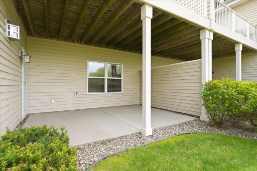 View of the lower level patio with lots of privacy
