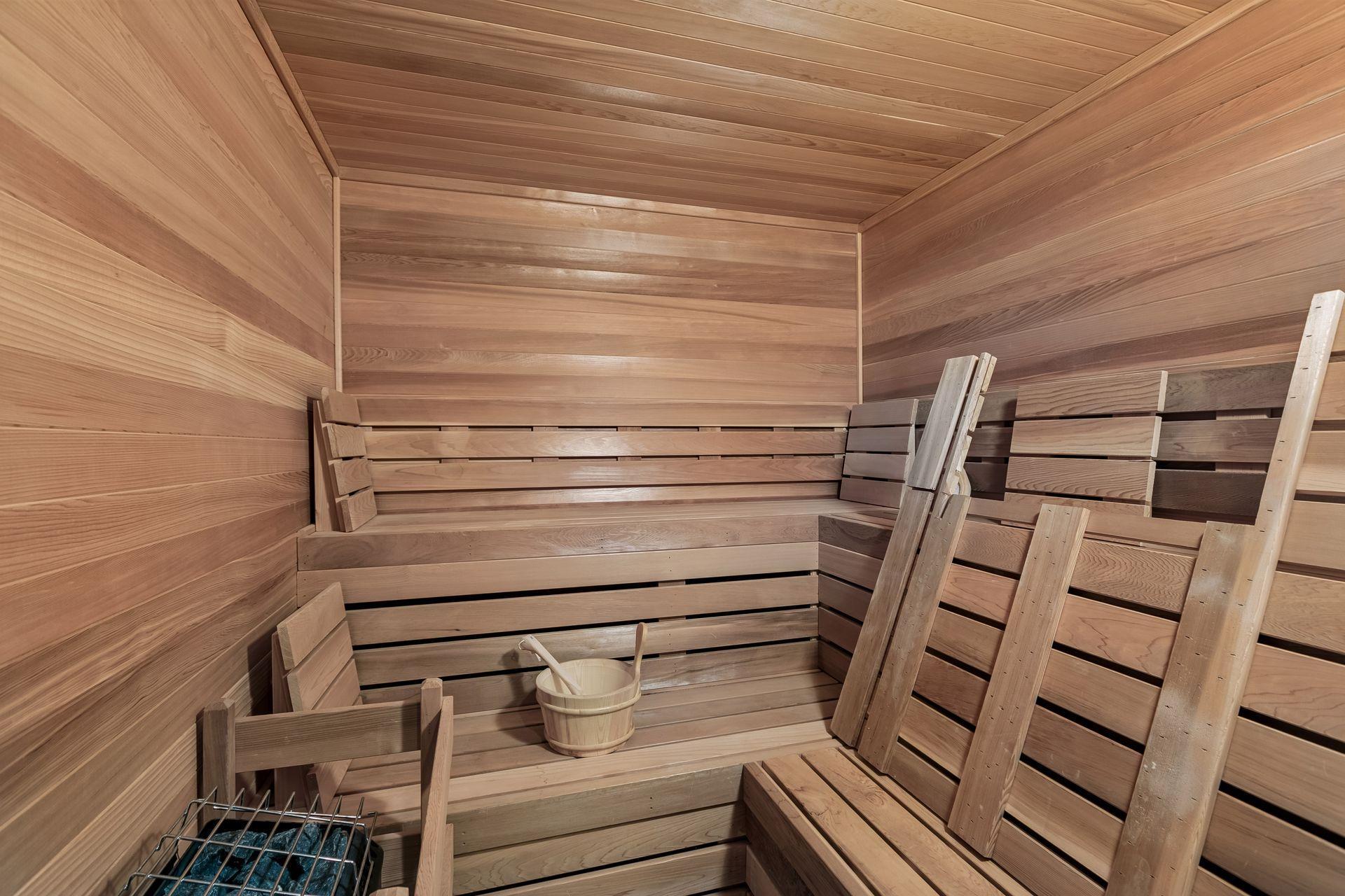 Private sauna creates the perfect spa-like retreat.