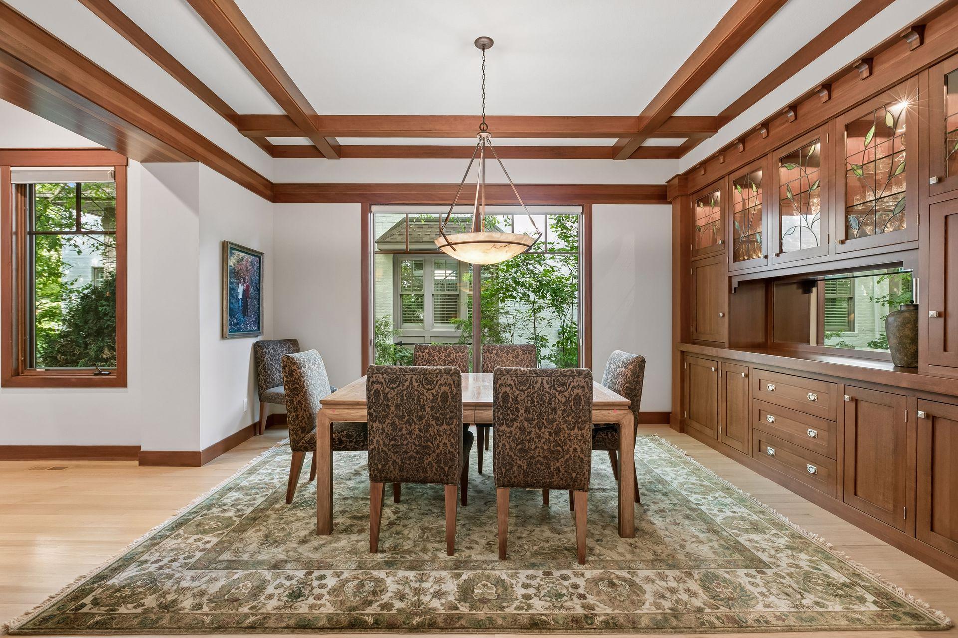 Formal dining room with custom built-in's.