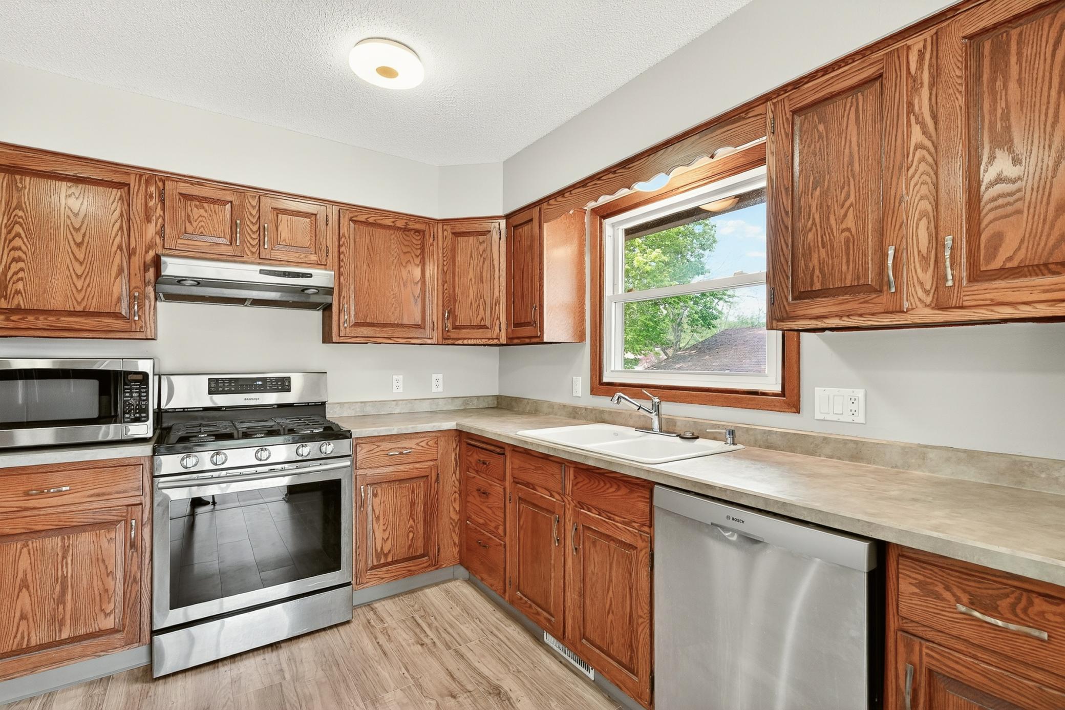 Kitchen with stainless steel appliances